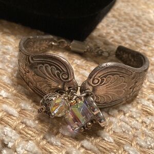 Vintage Silver tone Bracelet with Crystal Accents